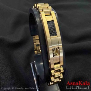 دستبند استیل مردانه مدل رولکس طلایی کد DSB181060W