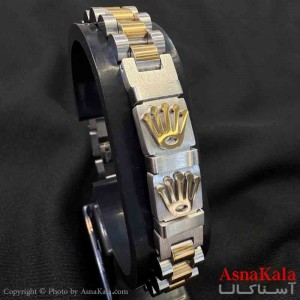 دستبند استیل مردانه مدل رولکس طلایی کد DSB181064W