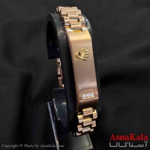دستبند استیل مردانه مدل رولکس طلایی کد DSB181066W