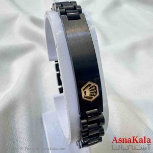 دستبند استیل مردانه مدل رولکس مشکی کد DSB181069W