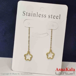 گوشواره دخترانه مدل ایرکاف گل بخیه استیل 316 کد GSH151455W