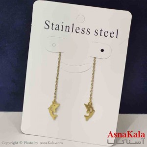 گوشواره دخترانه مدل ایرکاف دلفین بخیه استیل 316 کد GSH151467W