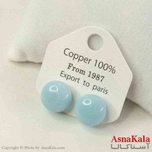 گوشواره استیل  فانتزی دخترانه مدل گرد آبی کد GSH151470W