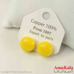 گوشواره استیل  فانتزی دخترانه مدل گرد زرد کد GSH151472W
