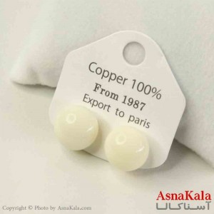 گوشواره استیل  فانتزی دخترانه مدل گرد سفید کد GSH151473W