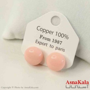 گوشواره استیل  فانتزی دخترانه مدل گرد صورتی کد GSH151474W
