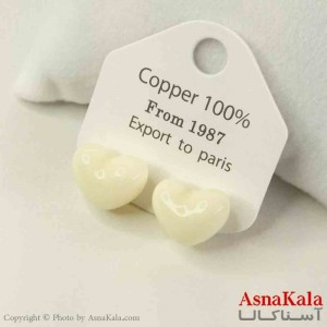 گوشواره استیل  فانتزی دخترانه مدل قلب سفید کد GSH151475W