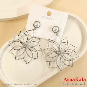 گوشواره استیل شیک دخترانه مدل گل نقره ای  کد GSH151487W
