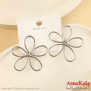 گوشواره استیل شیک دخترانه مدل گل نقره ای  کد GSH151489W