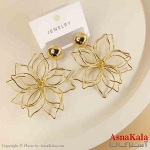 گوشواره استیل مینیمال دخترانه مدل گل طلایی کد GSH151498W