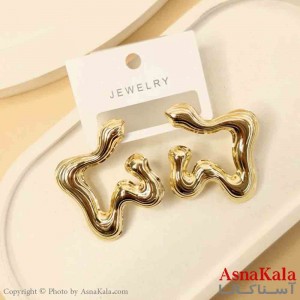 گوشواره استیل مینیمال دخترانه مدل دفرمه طلایی کد GSH151506W