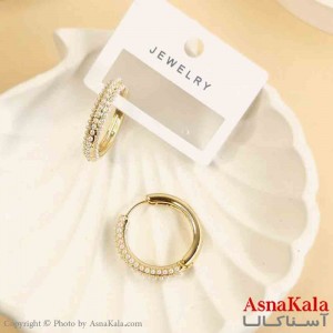 گوشواره استیل مینیمال دخترانه مدل گرد نگینی کد GSH151508W