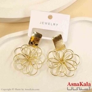 گوشواره استیل مینیمال دخترانه مدل گل طلایی کد GSH151510W