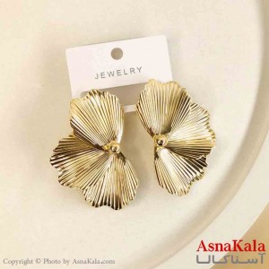 گوشواره استیل مینیمال دخترانه مدل برگ طلایی کد GSH151512W