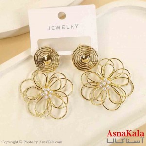 گوشواره استیل مینیمال دخترانه مدل گل مرواریدی کد GSH151520W