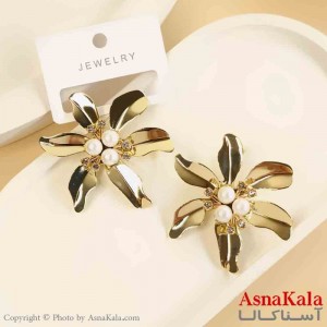 گوشواره استیل مینیمال دخترانه مدل گل مروارید کد GSH151521W