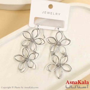 گوشواره استیل مینیمال دخترانه مدل دو گل  کد GSH151536W