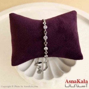 دستبند زنانه ژوپینگ پینترستی مدل نگینی نقره ای کد DSB181100W