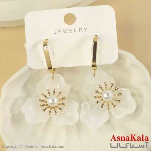 گوشواره استیل مینیمال دخترانه مدل آویزی گل کد GSH151550W