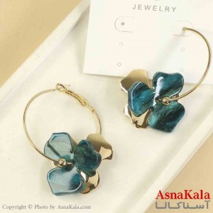 گوشواره استیل مینیمال دخترانه مدل گل رزینی کد GSH151551W