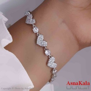 دستبند دخترانه پینترستی استیل مدل قلبی نگینی کد DSB181111W