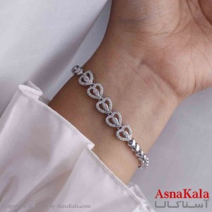 دستبند دخترانه پینترستی استیل مدل قلب جواهری کد DSB181114W