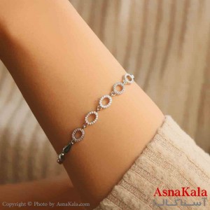 دستبند دخترانه پینترستی استیل مدل گرد نگینی کد DSB181118W