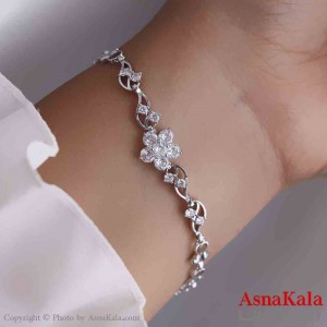 دستبند دخترانه پینترستی استیل مدل گل نگینی کد DSB181119W