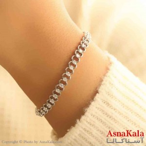 دستبند دخترانه پینترستی استیل مدل نگینی  کد DSB181132W