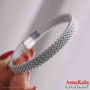 بنگل اسپرت استیل 316 مدل حصاری نقره ای کد DSB181139W