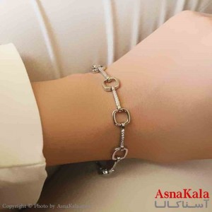 دستبند دخترانه پینترستی استیل مدل گرد نگینی  کد DSB181147W