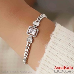 دستبند دخترانه پینترستی استیل مدل نگین  کد DSB181150W