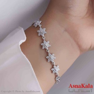 دستبند دخترانه پینترستی استیل مدل برف نگینی کد DSB181157W