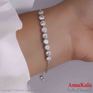 دستبند دخترانه پینترستی استیل مدل گرد  نگینی  کد DSB181163W