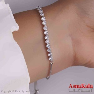 دستبند دخترانه پینترستی استیل مدل قلب نگینی  کد DSB181166W