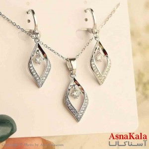 نیم ست زنانه شامل گردنبند و گوشواره استیل مدل مثلث کد NIM14865W