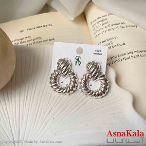گوشواره  استیل مینیمال زنانه مدل پیچ میخ نقره کد GSH151586W