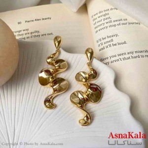 گوشواره استیل مینیمال زنانه مدل موج آینه ای میخ نقره با آبکاری درجه یک کد GSH151610W