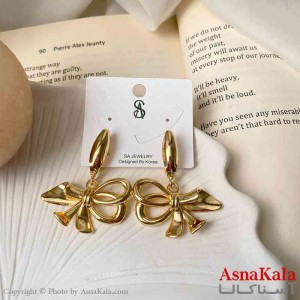 گوشواره استیل مینیمال زنانه مدل پاپییون ترند میخ نقره با آبکاری درجه یک کد GSH151621W
