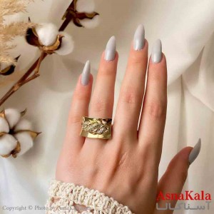انگشتر زنانه استیل مینیمال مدل گل و سه حلقه نگینی کد ANG19823W
