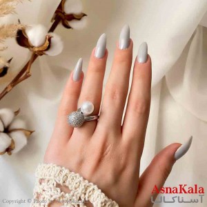 انگشتر زنانه استیل مینیمال مدل گوی و مروارید کد ANG19835W