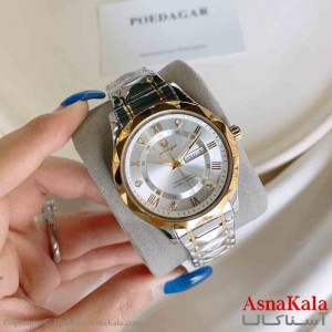 ساعت مردانه پوداگار طرح الماس مقاوم در برابراّب رنگ ثابت موتور کوارتز کد WTCH11338W
