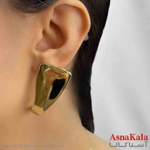 گوشواره دخترانه مینیمال آینه ای مدرن طلایی کد GSH151646W