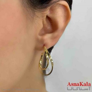 گوشواره دخترانه مینیمال مدور دولاین طلایی کد GSH151647W
