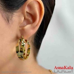 گوشواره دخترانه فشن حلقه ای پیچ رنگ طلایی کد GSH151651W