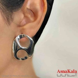گوشواره دخترانه فشن بیضی فشن رنگ نقره ای کد GSH151653W