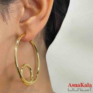 گوشواره دخترانه فشن دوحلقه فشن رنگ طلایی کد GSH151655W