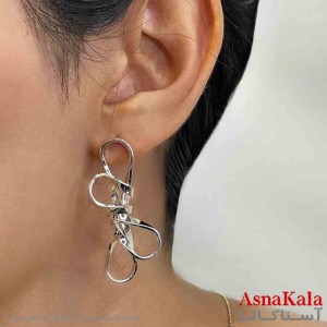 گوشواره دفرمه دخترانه چندپیچ فشن رنگ نقره ای کد GSH151658W