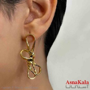 گوشواره دفرمه دخترانه چندپیچ فشن رنگ طلایی کد GSH151659W