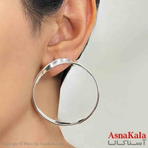 گوشواره دخترانه مینیمال دایره فشن رنگ نقره ای کد GSH151663W